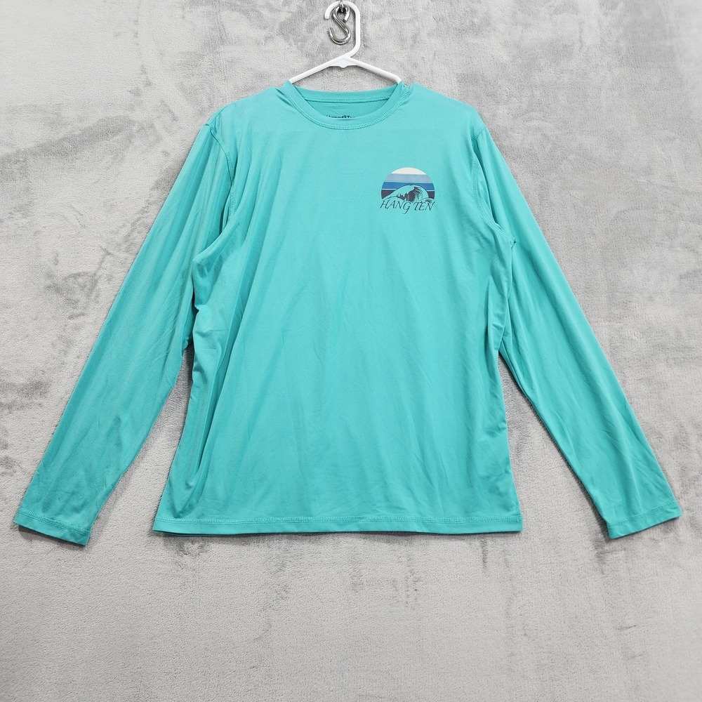 Hang Ten Top Mens S Green Long Sleeve UV Protection UPF 50+ Surf Beach Rashguard